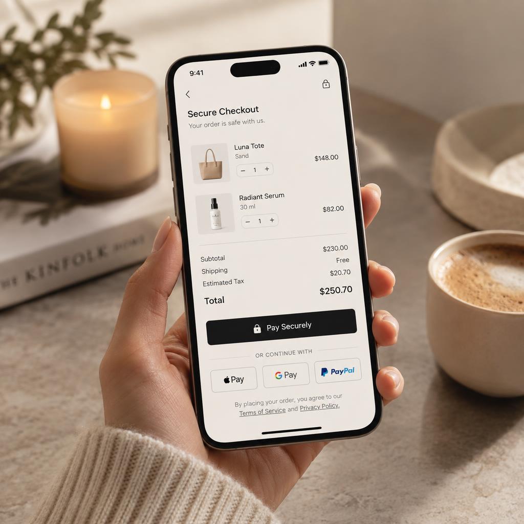 Mobile checkout screen of an eCommerce store